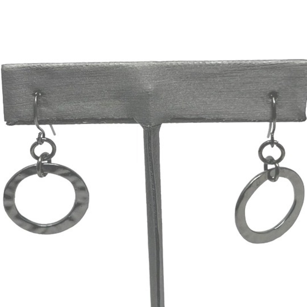Pierced Earringsβ Gunmetal Open Circle Wire Dangle Drop